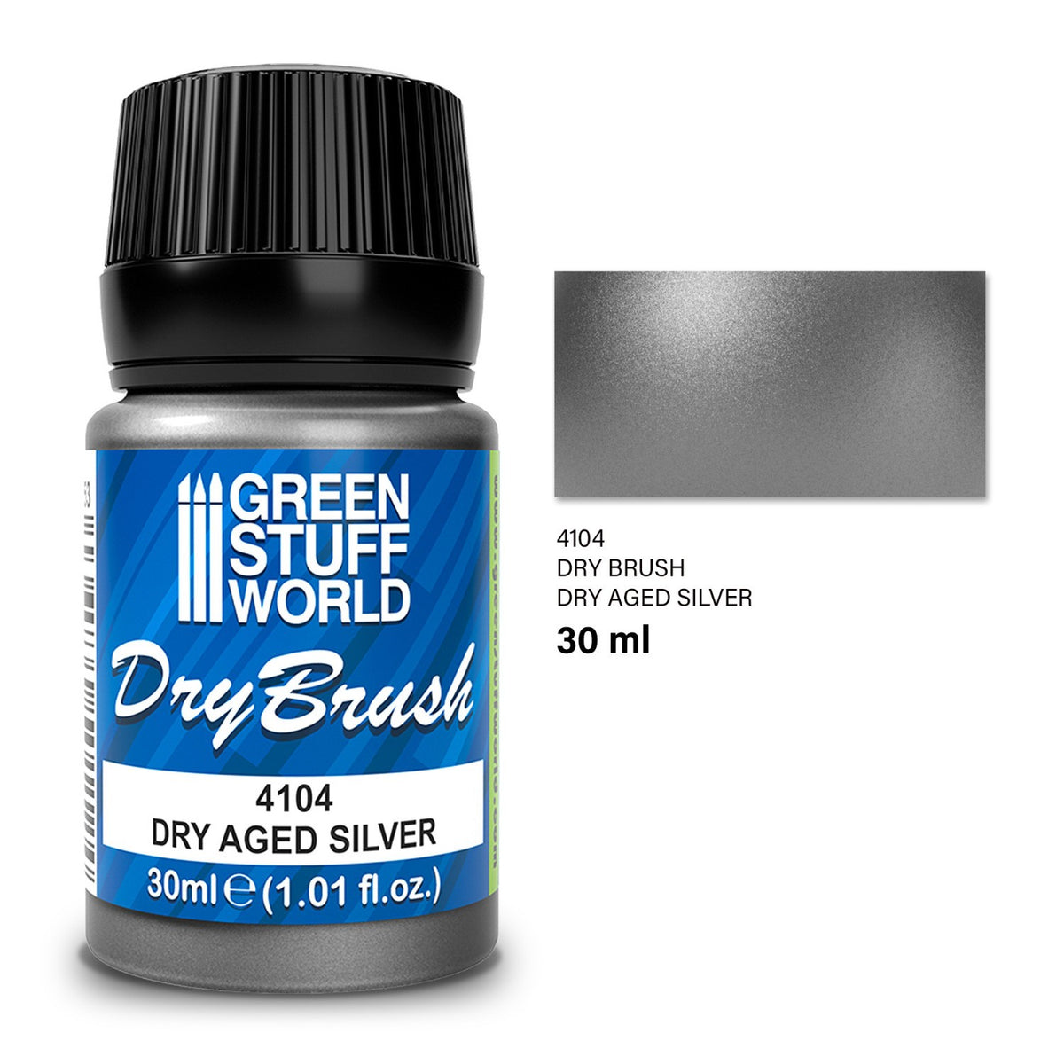 Green Stuff World Metallic Dry Brush Paint - Dry Aged Silver 30ml