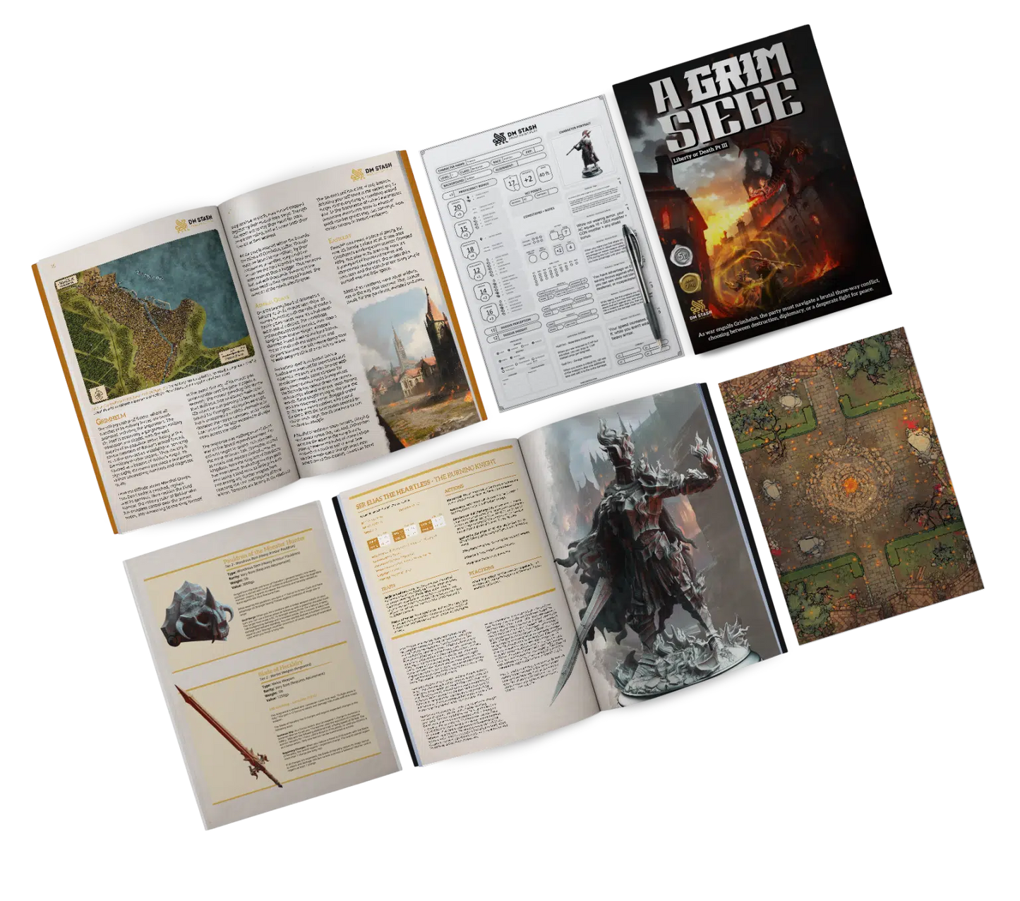 A Grim Siege - DND 5e Starter Campaign - Full Set 20 Figures + Maps + Characters Sheets D&D