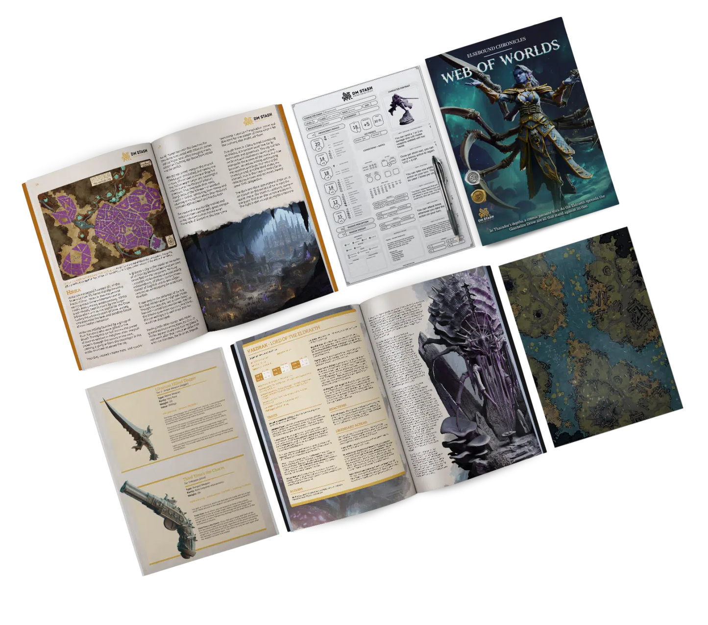 Drow From Beyond - DND 5e Starter Campaign - Full Set 19 Figures + Maps + Characters Sheets D&D