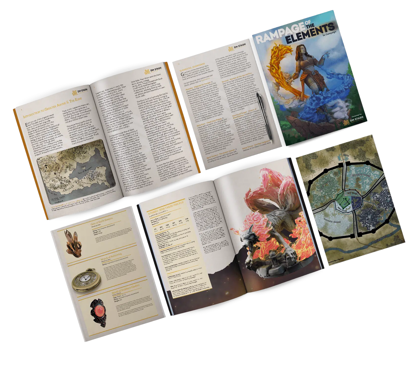 Elemental Energies - DND 5e Starter Campaign - Full Set 13 Figures + Maps + Characters Sheets D&D