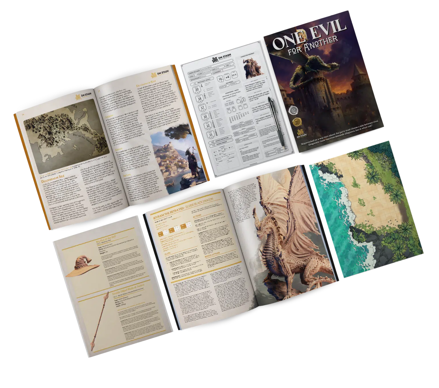Clash of the Dragons - DND 5e Starter Campaign - Full Set 17 Figures + Maps + Characters Sheets D&D