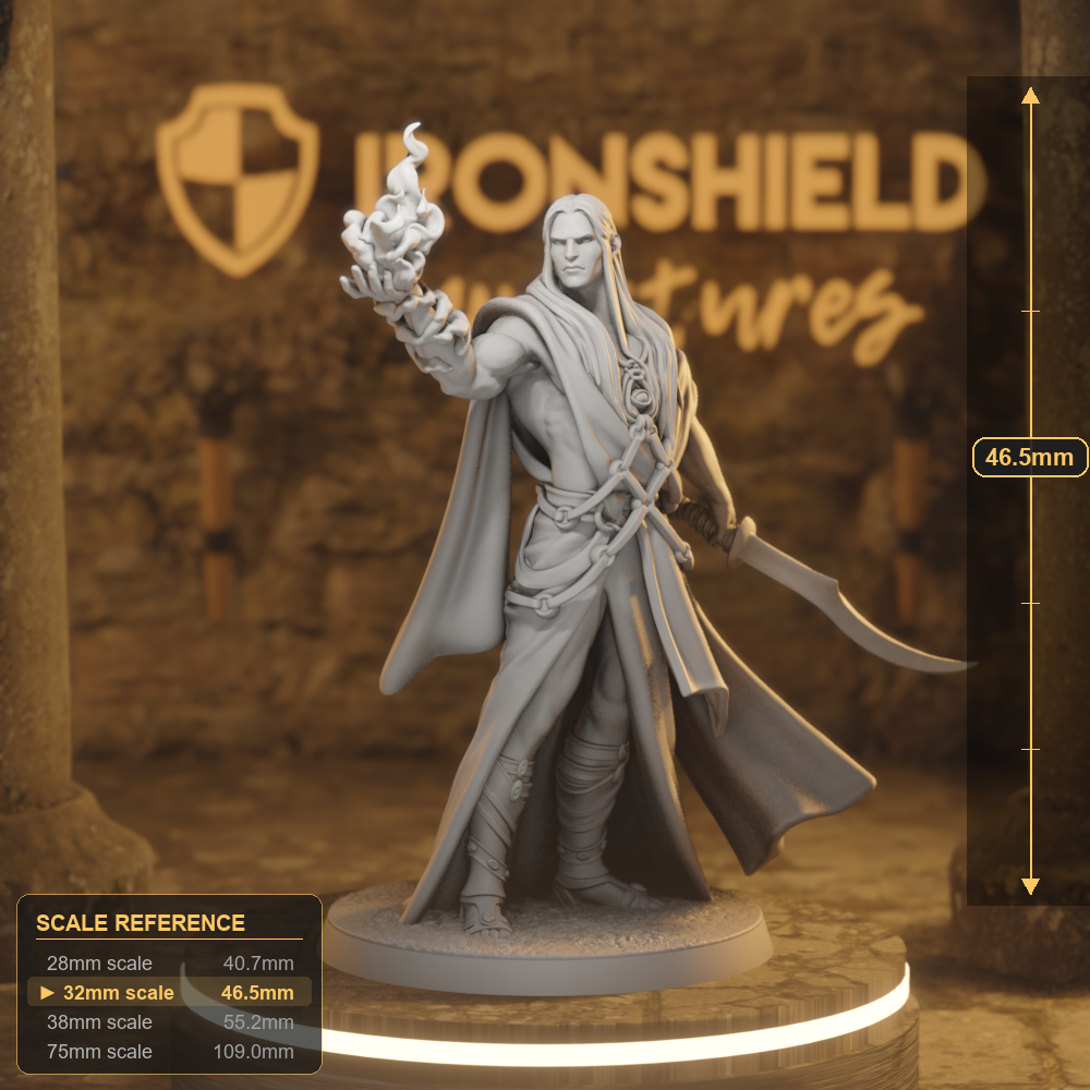 Azoul Anak Blooded Sorcerer 1 Elf Sorcerer DnD miniature 3D printed resin tabletop RPG figure
