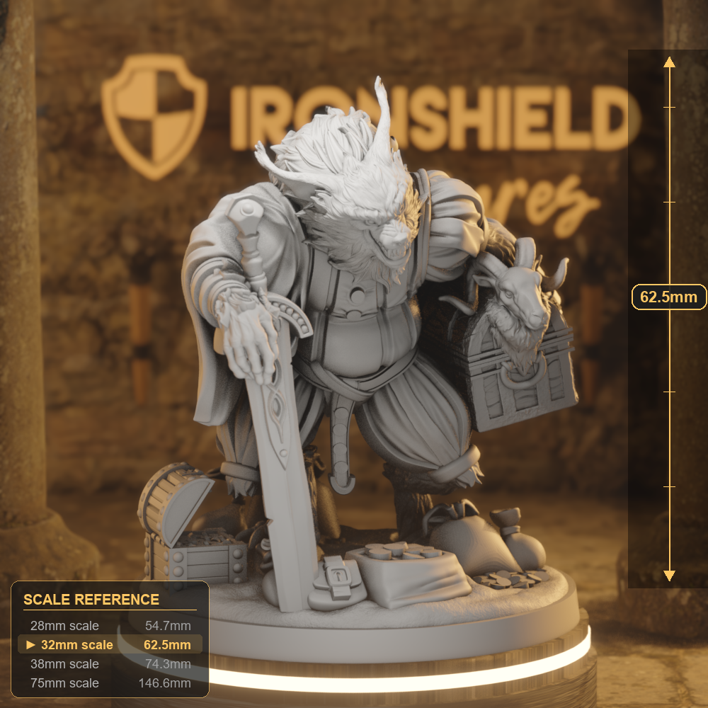 Big Bad Wulfgar Beastfolk Fighter DnD miniature 3D printed resin tabletop RPG figure