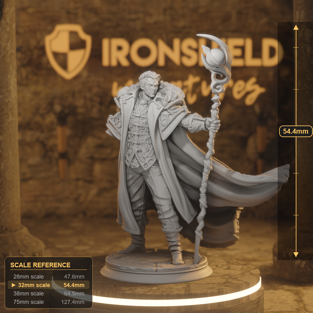 Frederik Vahlen Professor Human Wizard DnD miniature 3D printed resin tabletop RPG figure