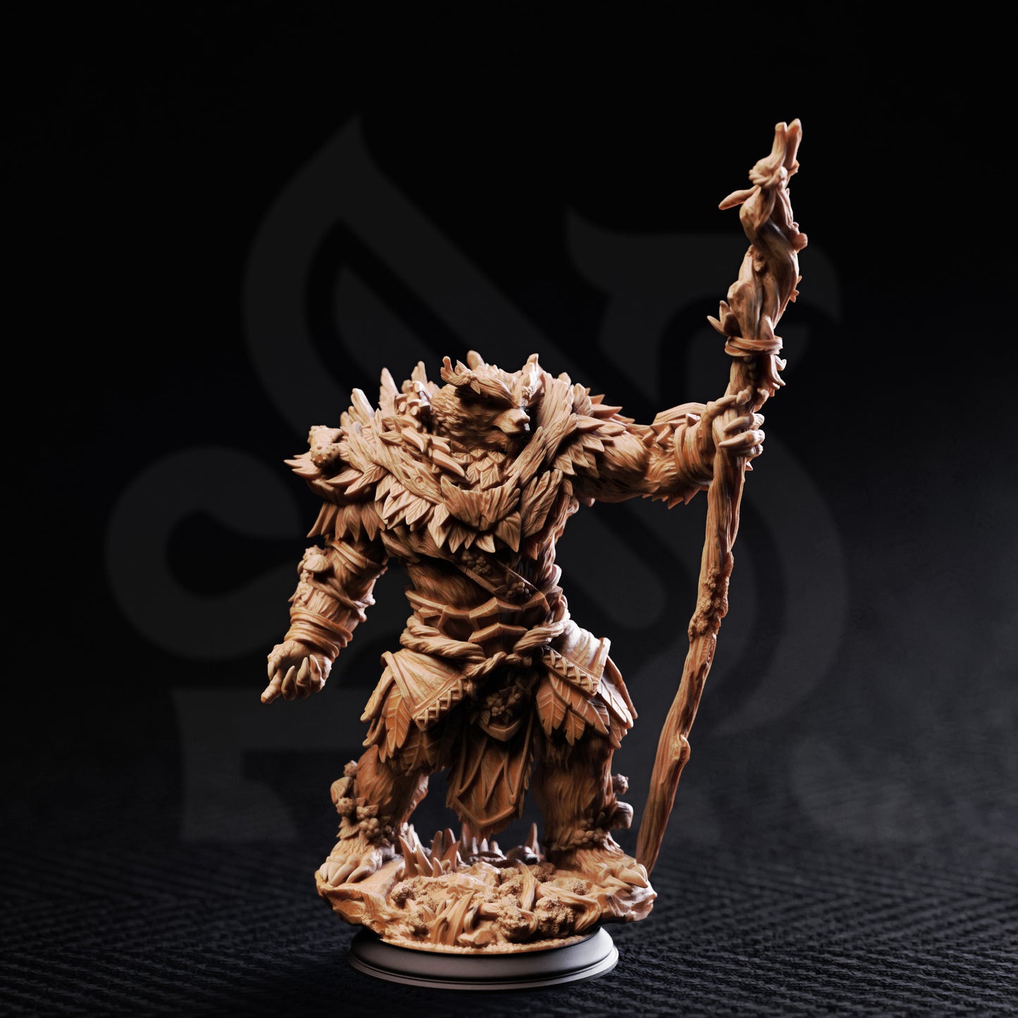Hvitabjörn - Beastfolk Werebear Druid 3D printed miniature detail view tabletop RPG