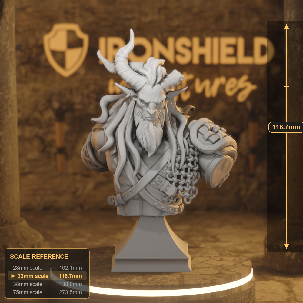 Jhago Half-Beast Fighter Bust Beastfolk Fighter DnD miniature 3D printed resin tabletop RPG figure