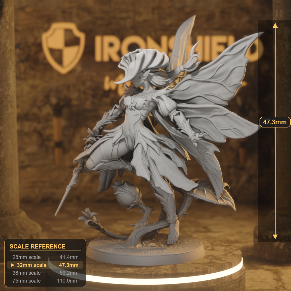 Knight of Petals B Fey Fighter DnD miniature 3D printed resin tabletop RPG figure