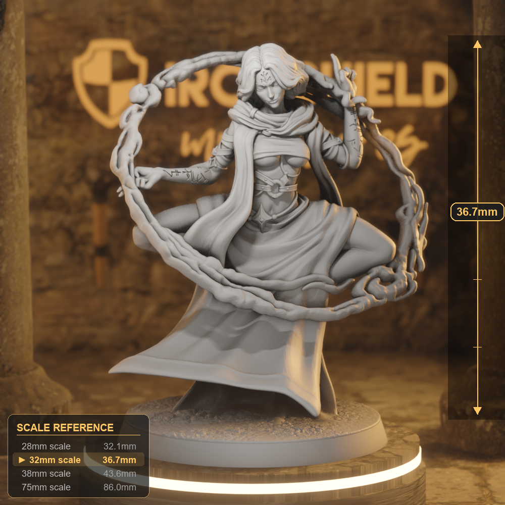 Lucita Vinaro Infernalist Wizard 1 Human Warlock DnD miniature 3D printed resin tabletop RPG figure
