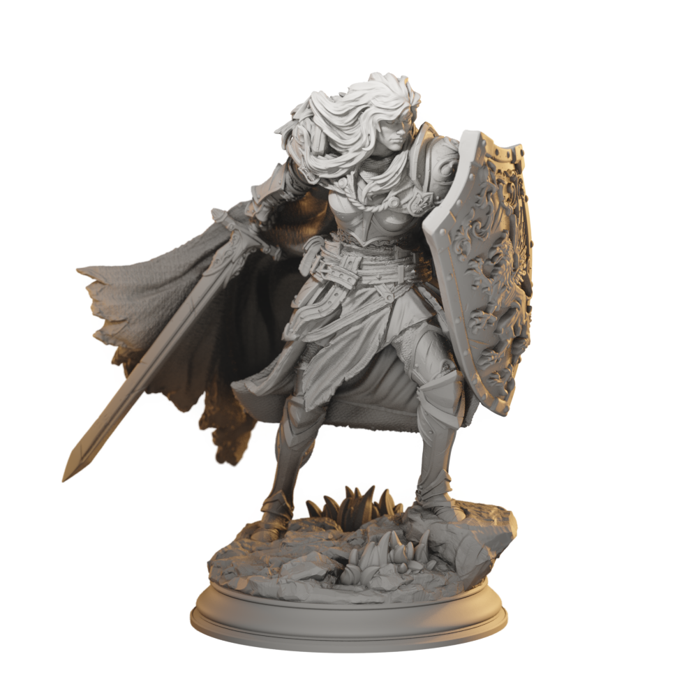 Lydia Untarnished Human Fighter, Paladin DnD miniature 3D printed resin tabletop RPG figure