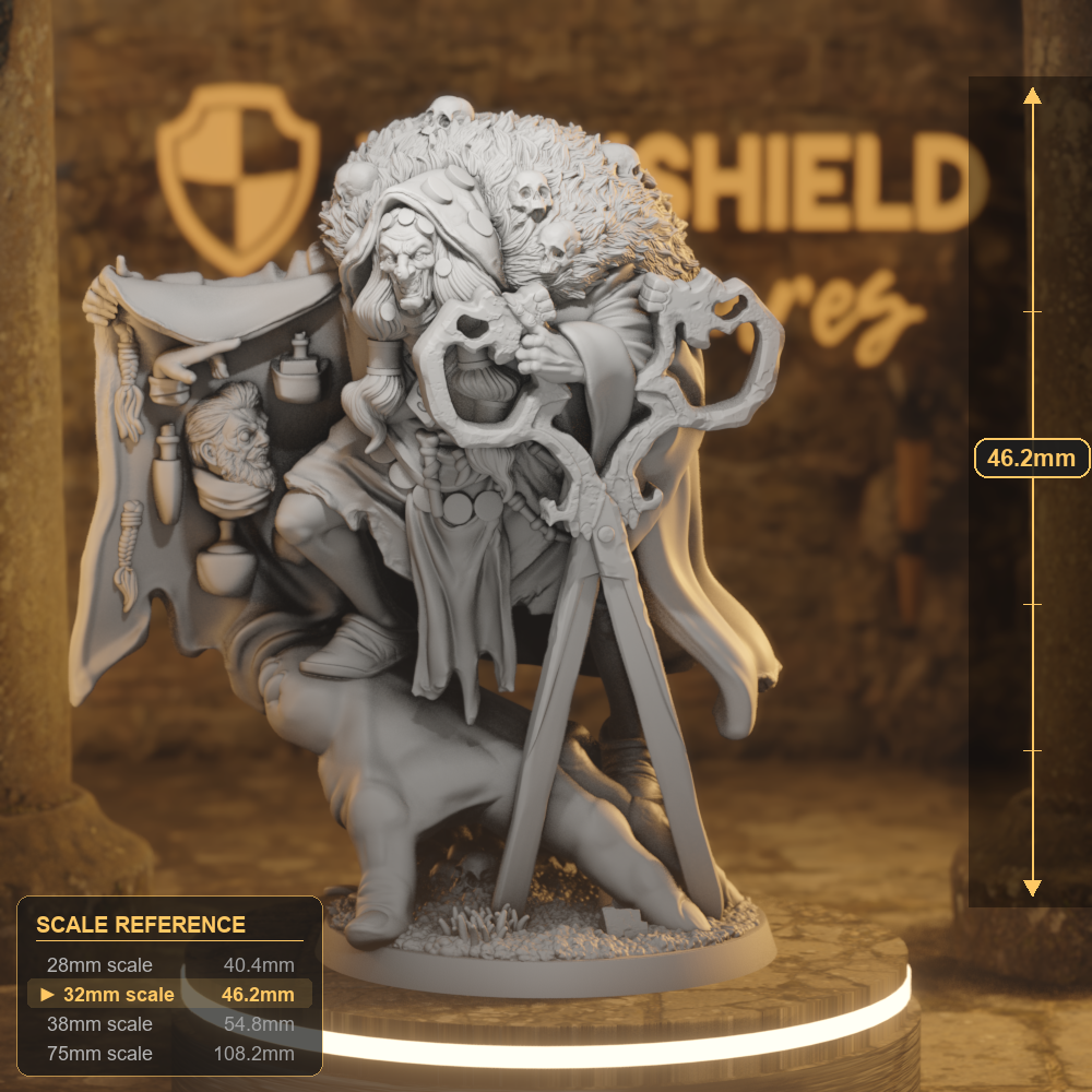 Momma Snips Human Warlock DnD miniature 3D printed resin tabletop RPG figure