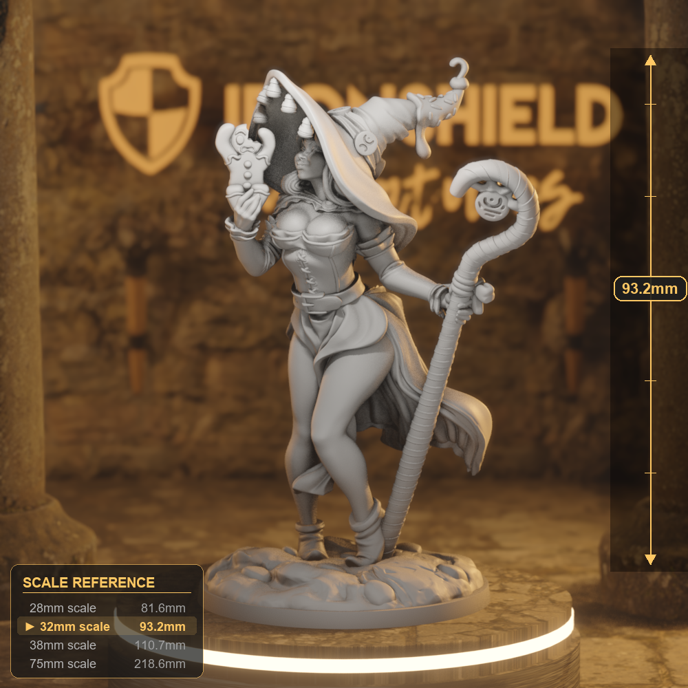 Momma Sugar 50 Human Warlock DnD miniature 3D printed resin tabletop RPG figure