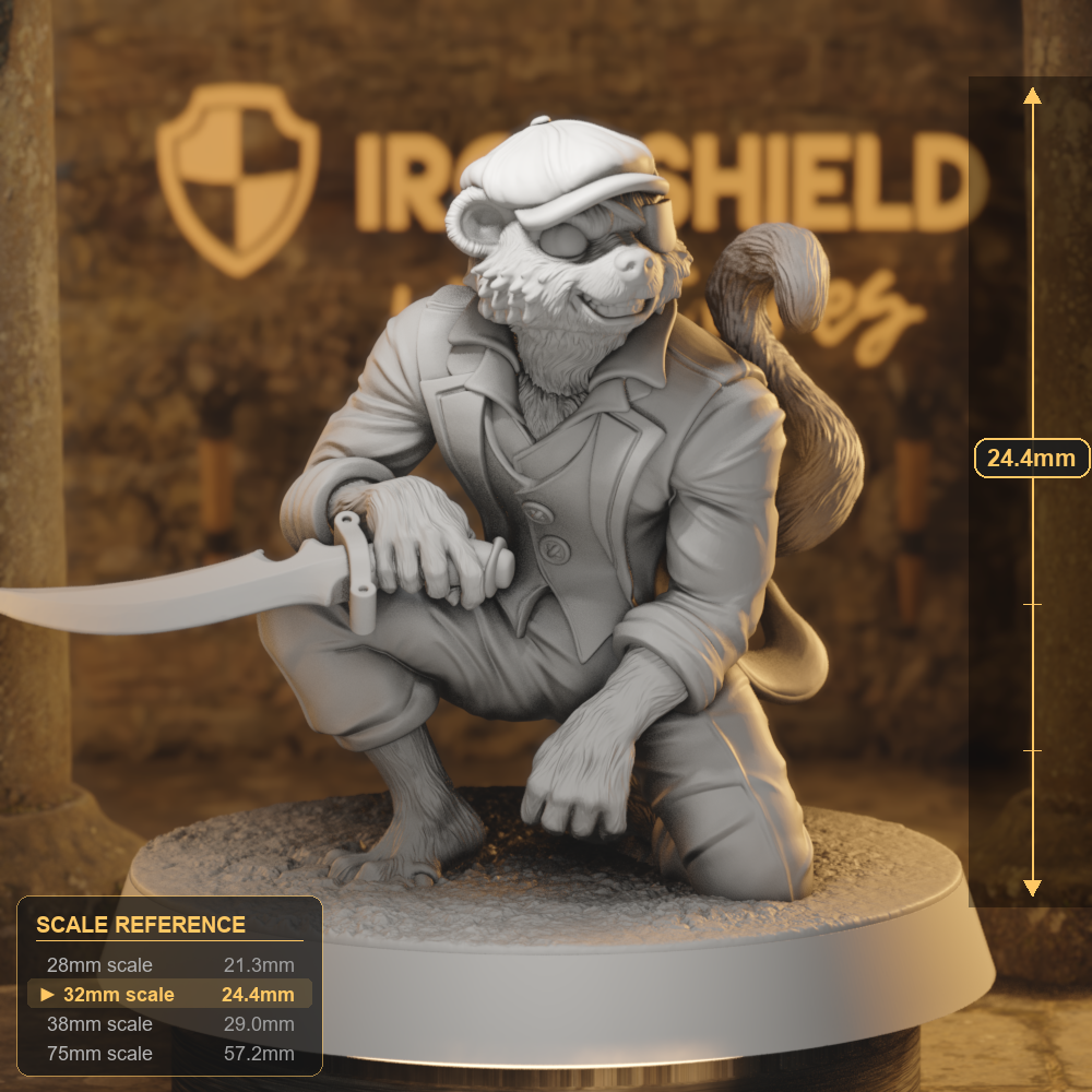 One Eyed Timmy Beastfolk Rogue DnD miniature 3D printed resin tabletop RPG figure