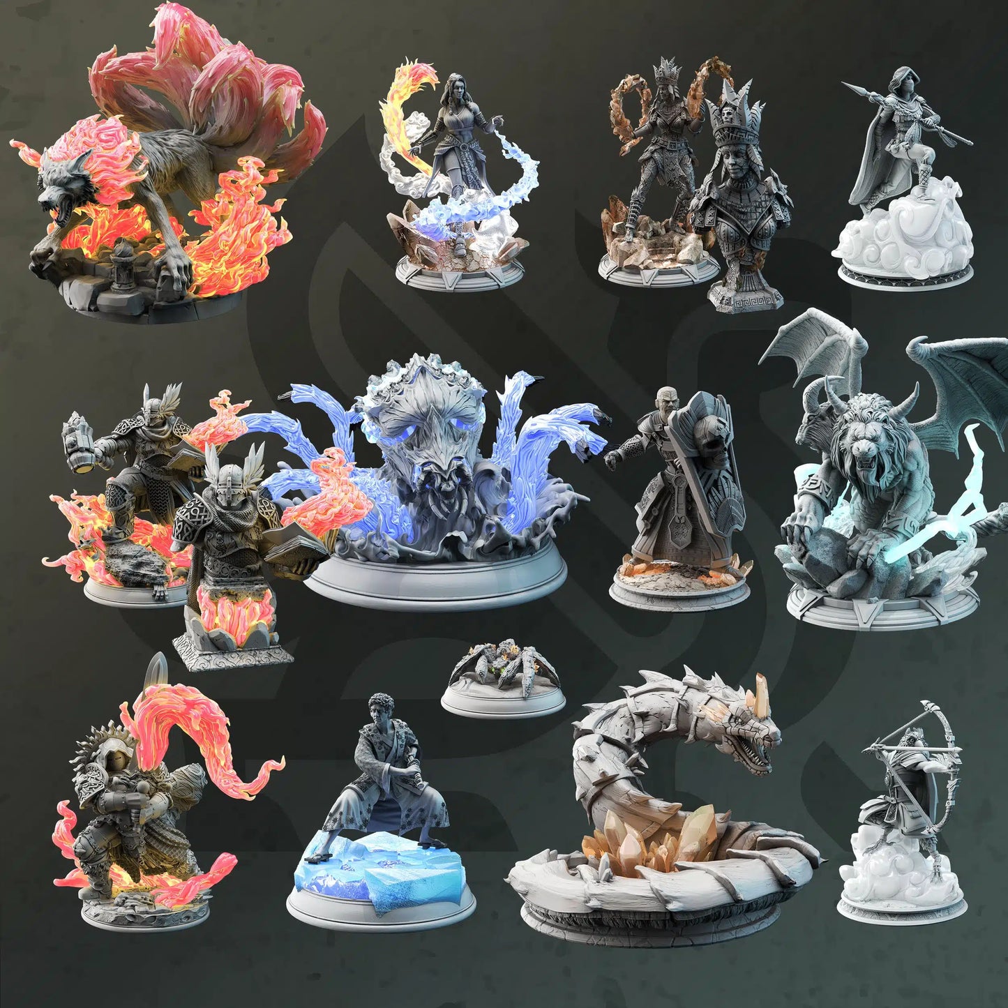 Elemental Energies - DND 5e Starter Campaign - Full Set 13 Figures + Maps + Characters Sheets D&D