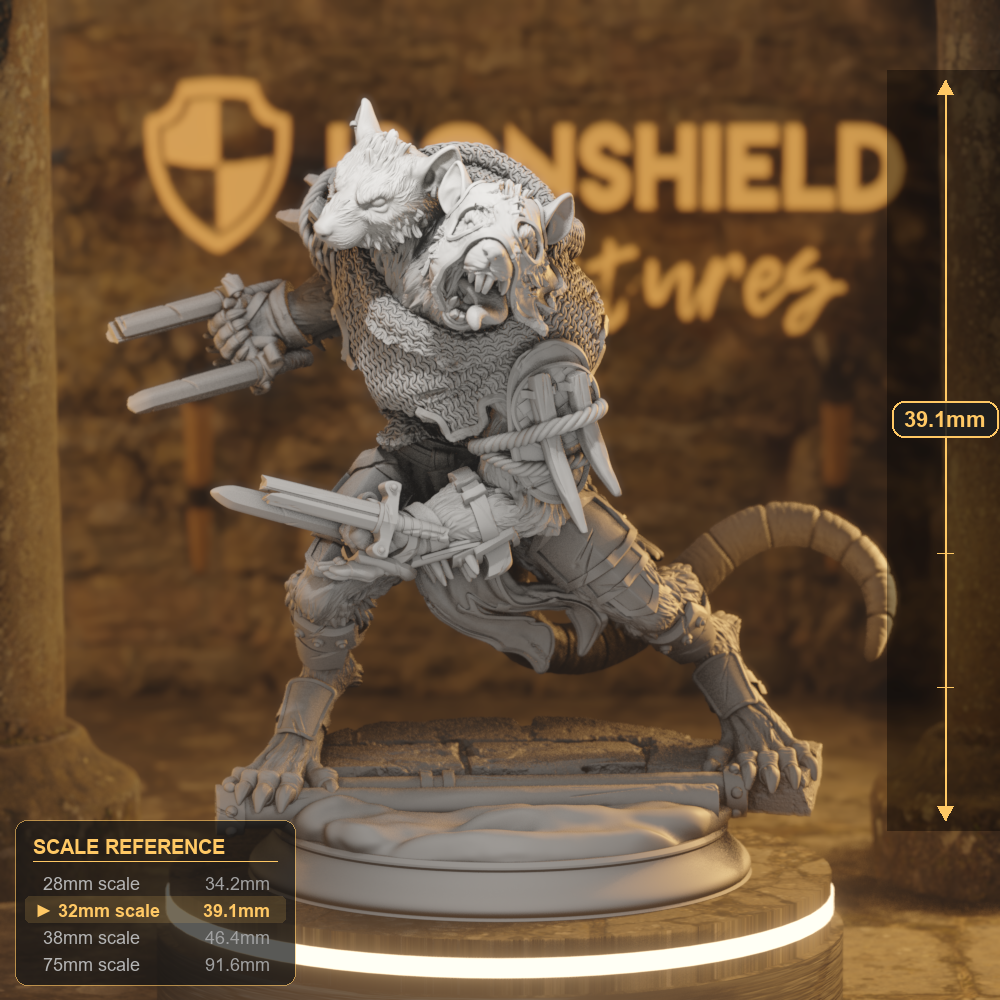 Scabbers Berserker Beastfolk Barbarian DnD miniature 3D printed resin tabletop RPG figure