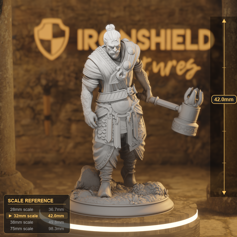 Sindan Human Barbarian, Fighter, Paladin DnD miniature 3D printed resin tabletop RPG figure