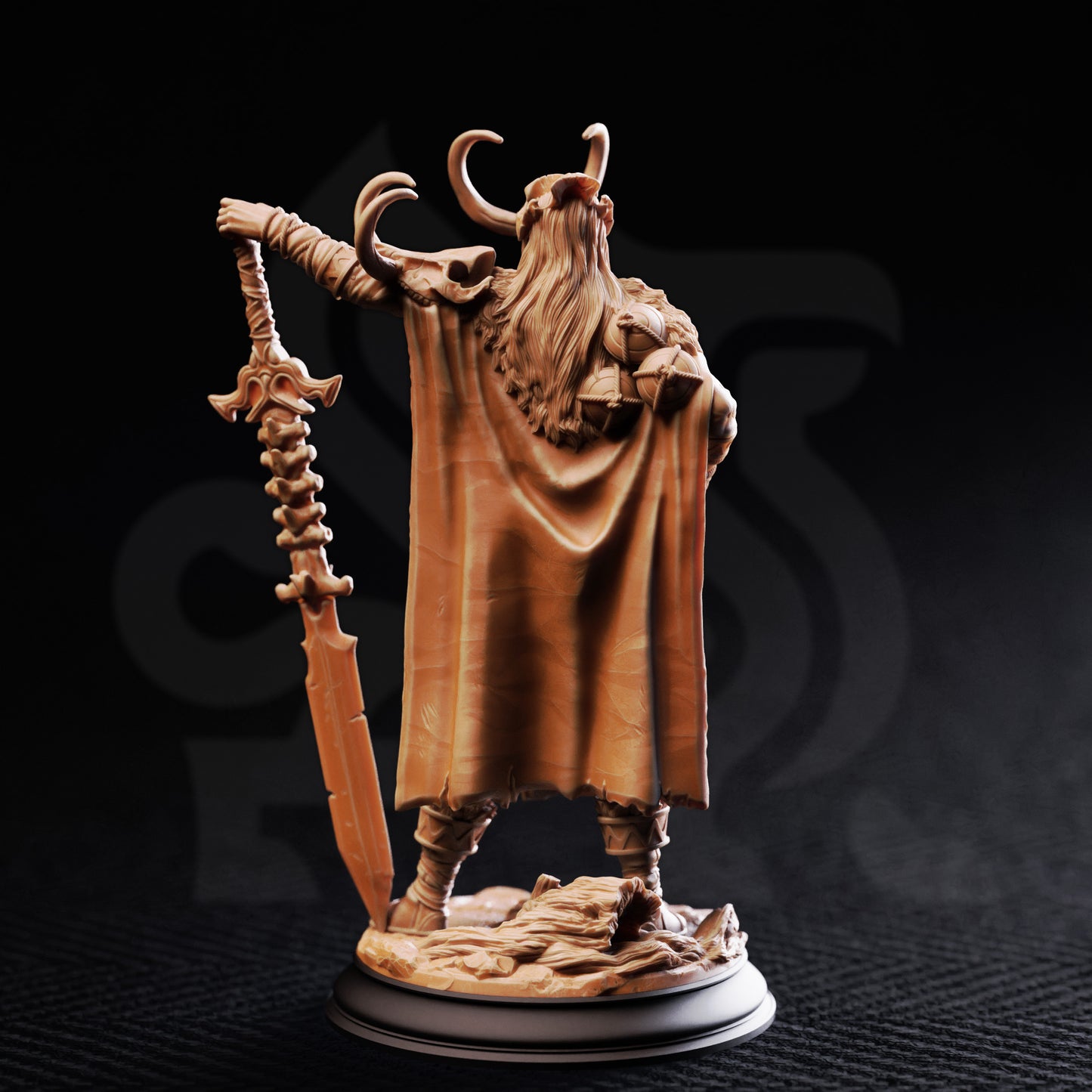 Skadi - Norse Warrior Barbarian Fighter 3D printed miniature detail view tabletop RPG