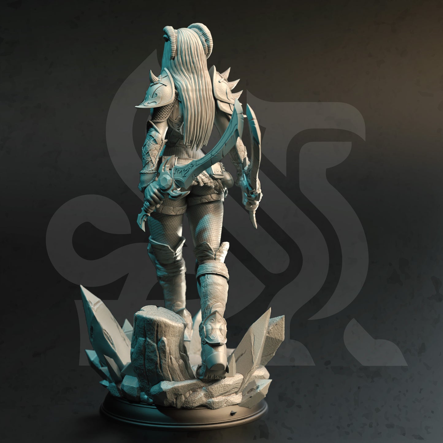 Orlena Female Tiefling Rogue Dagger Assassin 3D printed miniature detail view tabletop RPG