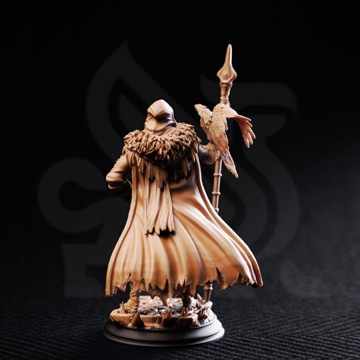 The One Eyed Wanderer - Human Warrior Druid 3D printed miniature detail view tabletop RPG
