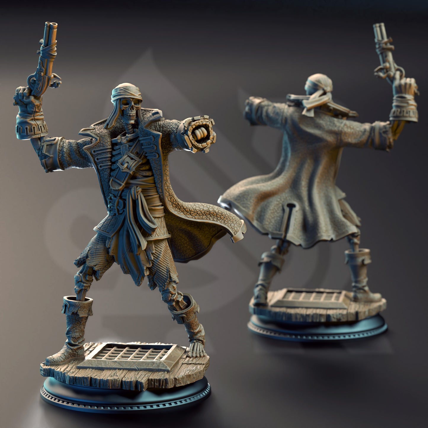 Scallywag – Untoter Skelett-Ranger-Pirat mit Pistolen