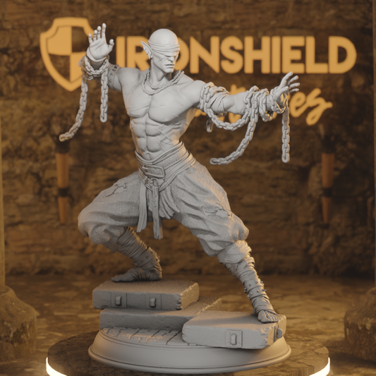 Drow Blind Monk Fighter – Uxas Vergos + Sockel + BONUS-Druck 3D 12k Miniatur Geschenkidee Mini | Dungeons & Dragons | Tabletop | DM Stash