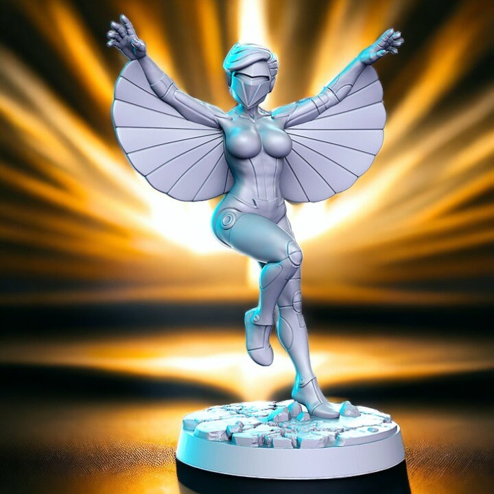 Ladybird female space enforcer in combat mode for dnd figure print 3d resin 12k 32mm miniatures figures mini