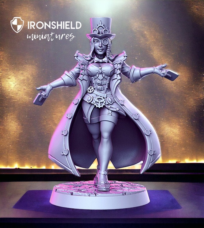 Diotta woman magician with a hat for dnd figure print 3d resin 12k 32mm miniatures figures mini