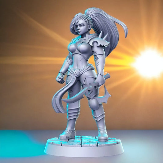 Ja Krieger Mädchen Dnd Figur Druck 3D Harz 12k 32mm Miniaturen Figuren Mini