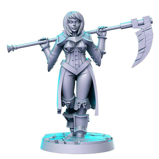 Monja Scythe große Mädchen Kriegerin Dnd Figur Druck 3D Harz 12k 32mm Miniaturen Figuren Mini