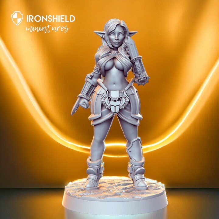 Itaka Elfenkrieger Dolche detailreich Mini für Dnd Figur Druck 3D Harz 12k 32mm Miniaturen Figuren Mins