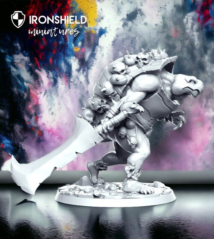 Kurgh Krieger Schildkröte Death Tamer Soul Ninja Schildkröte detailreich Mini für Dnd Figur Druck 3D Resin 12k 32mm Miniatur Figuren Mins