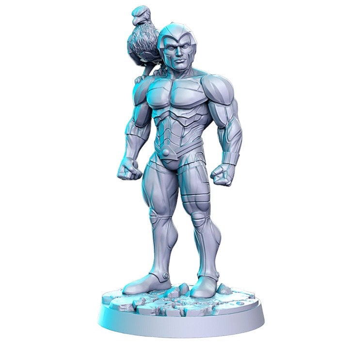 Hawkith space enforcer with familiar eagle armored for dnd figure print 3d resin 12k 32mm miniatures figures mini