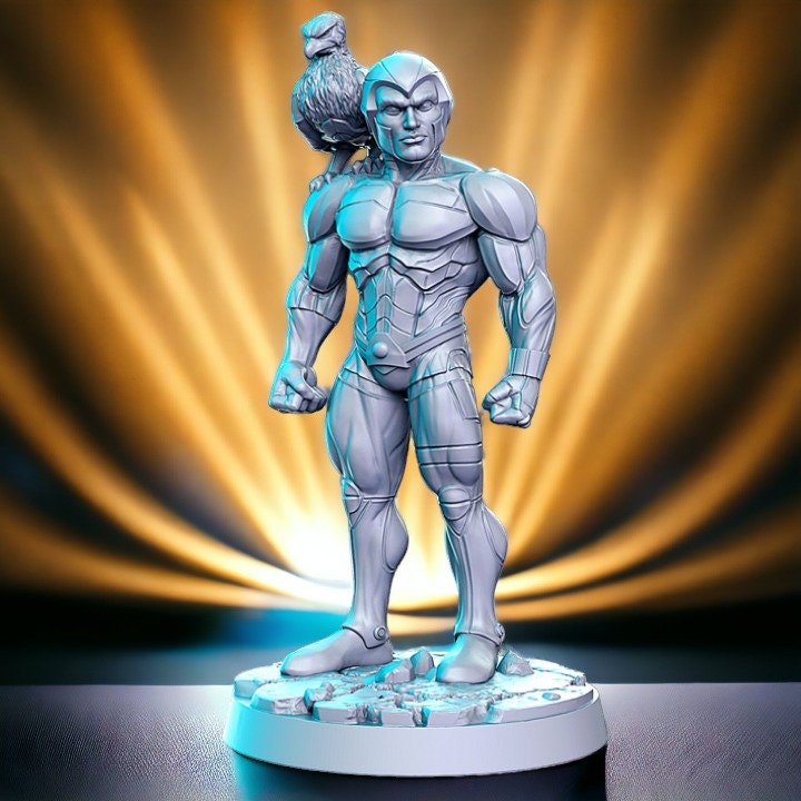 Hawkith space enforcer with familiar eagle armored for dnd figure print 3d resin 12k 32mm miniatures figures mini