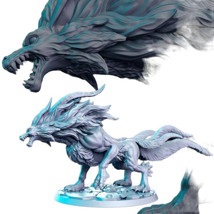 Icewolf chien sauvage loup seul grandes dents pour figurine dnd impression 3d résine 12k 32mm miniatures figurines mini