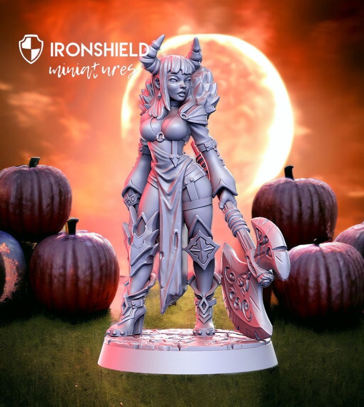 Soraya – Dämonisches böses Mädchen aus dem Hades, detaillierte Miniatur für D&D-Figur, Druck 3D, 32 mm, 12.000 Miniaturen, Geschenkidee | Dungeons and Dragons | Tabletop