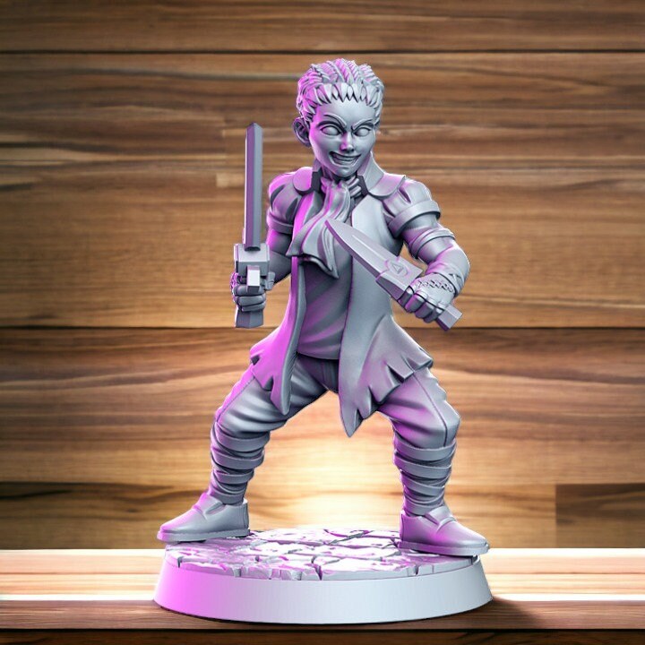 Droso young villain boy daggers for dnd figure print 3d resin 12k 32mm miniatures figures mini