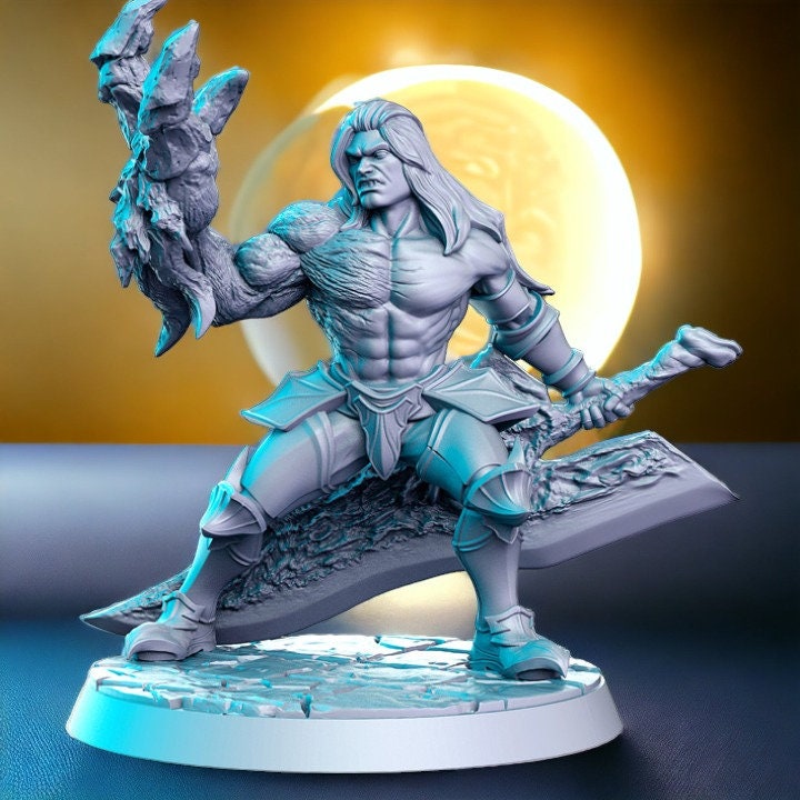 Ephialtes unarmoured demonic knight massive sword and monster's paw for dnd figure print 3d resin 12k 32mm miniatures figures mini