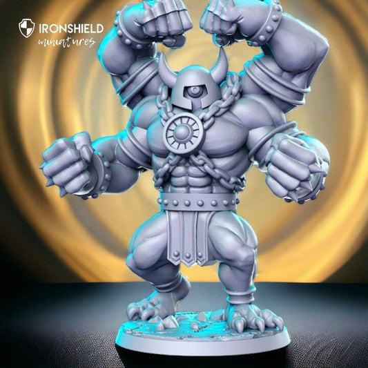 Gorghol cyclope guerrier galdiateur romain à quatre mains pour figurine dnd impression 3D résine 12k 32mm miniatures figurines mini
