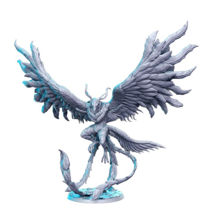 Phénix grand monstre volant oiseau flamboyant pour figurine dnd impression 3D résine 12k 32mm miniatures figurines mini