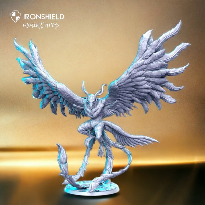 Phénix grand monstre volant oiseau flamboyant pour figurine dnd impression 3D résine 12k 32mm miniatures figurines mini