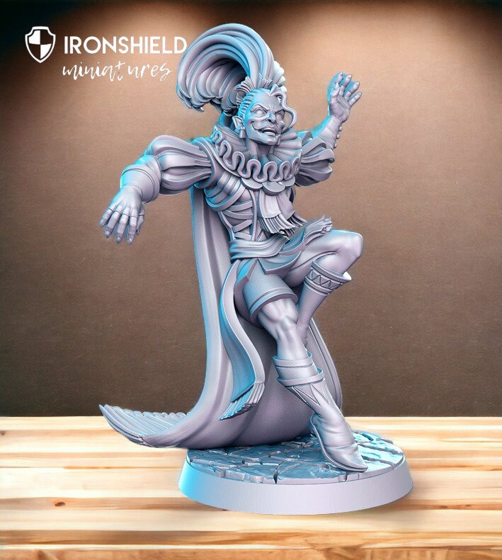 Der Narr – Elfenhafter Barde, detailreiche Miniatur für D&D-Figur, Druck 3D, 32 mm, 12.000 Miniaturen, Geschenkidee | Dungeons and Dragons | Tabletop