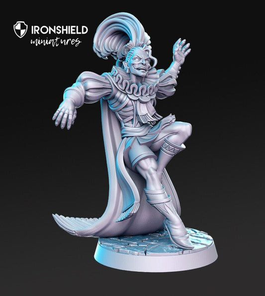 Der Narr – Elfenhafter Barde, detailreiche Miniatur für D&D-Figur, Druck 3D, 32 mm, 12.000 Miniaturen, Geschenkidee | Dungeons and Dragons | Tabletop