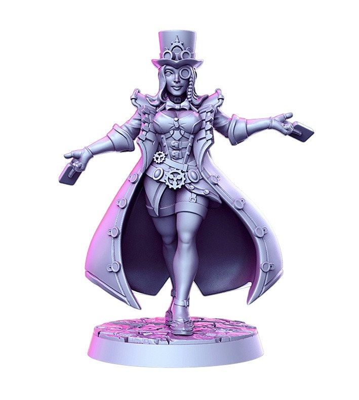Diotta woman magician with a hat for dnd figure print 3d resin 12k 32mm miniatures figures mini