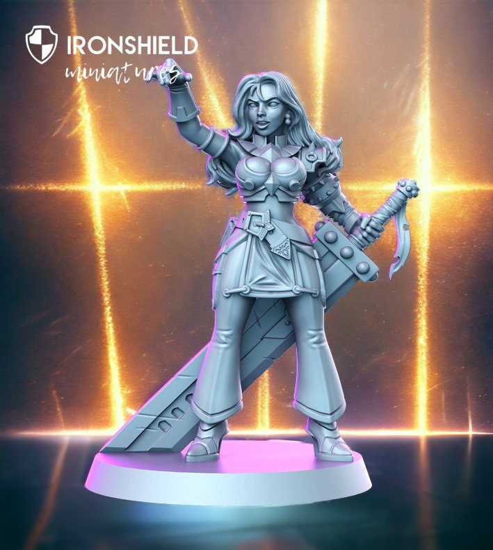 Margie Zauberin Mädchen mit Schwert detailreich Mini für Dnd Figur Druck 3D Resin 12k 32mm Miniatur Figuren Mins