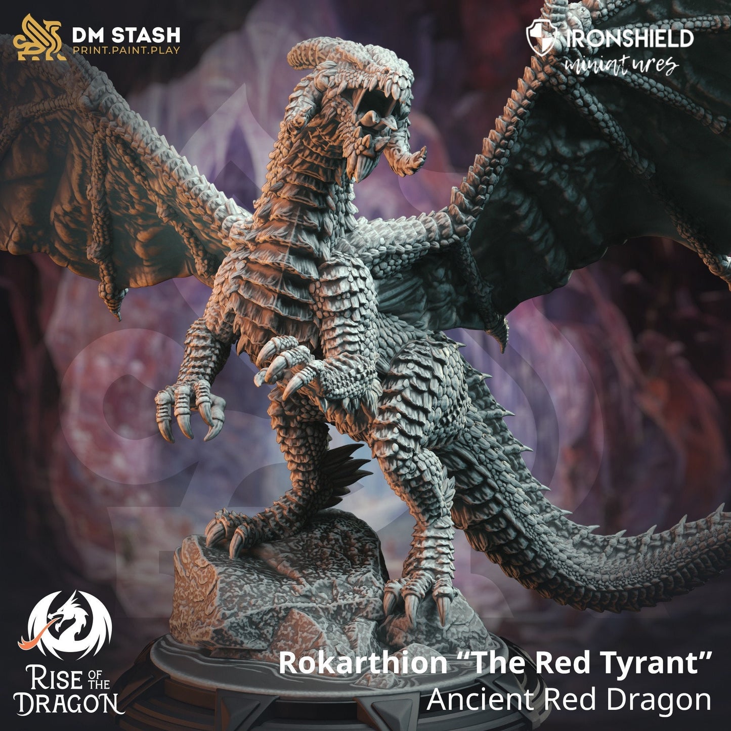 Rokarthion Riesenfigur - Uralter roter Tyrannendrache