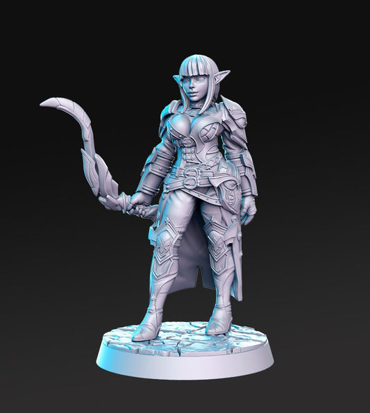 Mirvielle Archer Féminin Fille Mythique avec un Arc Détaillé Mini pour DND Figure Imprimer 3D Résine 12k 32mm Miniatures Figurines Mins