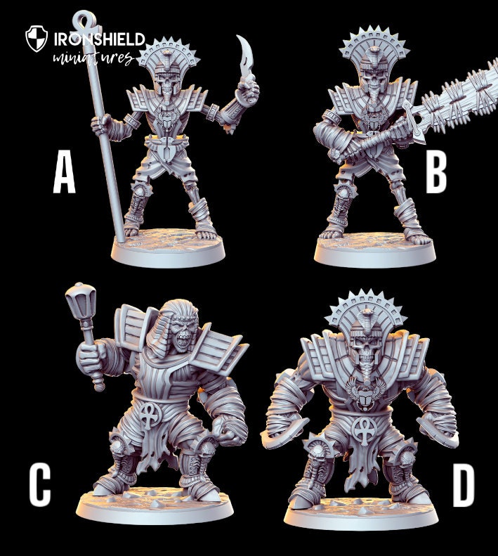 Mummy - Egyptian God's bundle undead warriors detailed mini for dnd figure print 3d resin 12k 32mm miniatures figures mins
