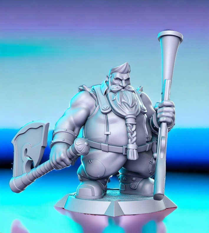 Guldram – Kriegszwerg mit Schrotflinte für DND-Figur, 3D-Miniaturdruck | Geschenkidee | Dungeons and Dragons | Tabletop | RN Estudio