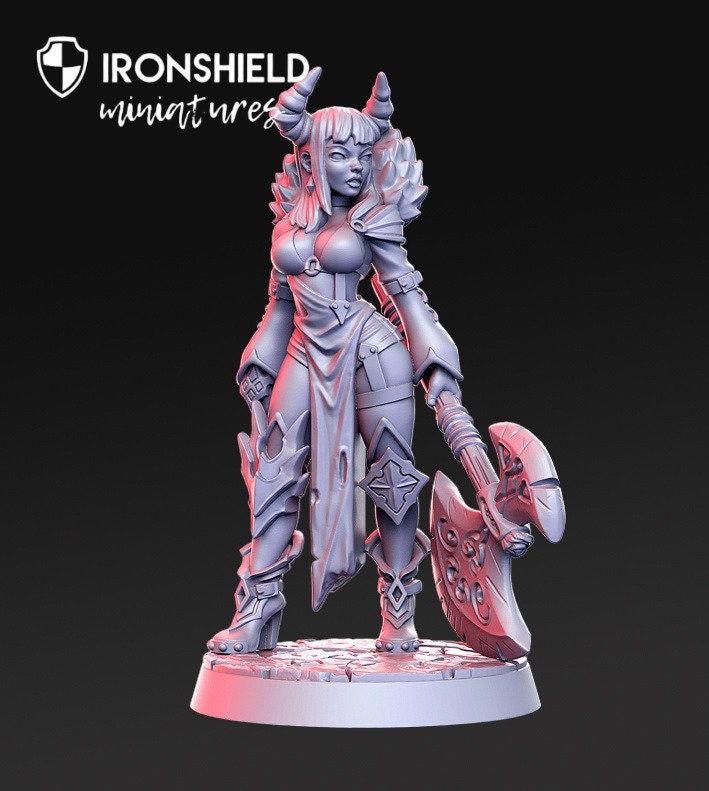 Soraya – Dämonisches böses Mädchen aus dem Hades, detaillierte Miniatur für D&D-Figur, Druck 3D, 32 mm, 12.000 Miniaturen, Geschenkidee | Dungeons and Dragons | Tabletop