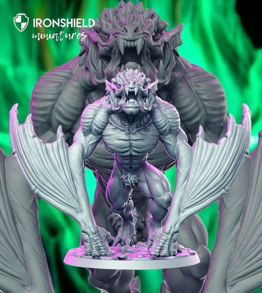 Strigor – Riesiger Vampirdämon, detailreiche Miniatur für D&D-Figur, Druck 3D, 32 mm, 12.000 Miniaturen, Geschenkidee | Dungeons and Dragons | Tabletop