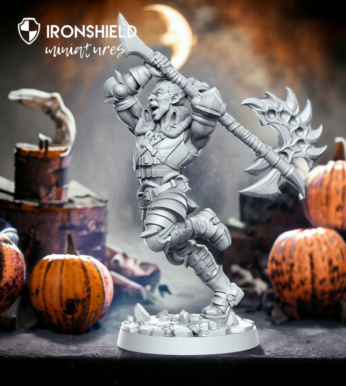 Varekh – Menschlicher Jäger, Axt, Krieger, detaillierte Miniatur für D&D-Figur, Druck 3D, 32 mm, 12.000 Miniaturen, Geschenkidee | Dungeons and Dragons | Tabletop